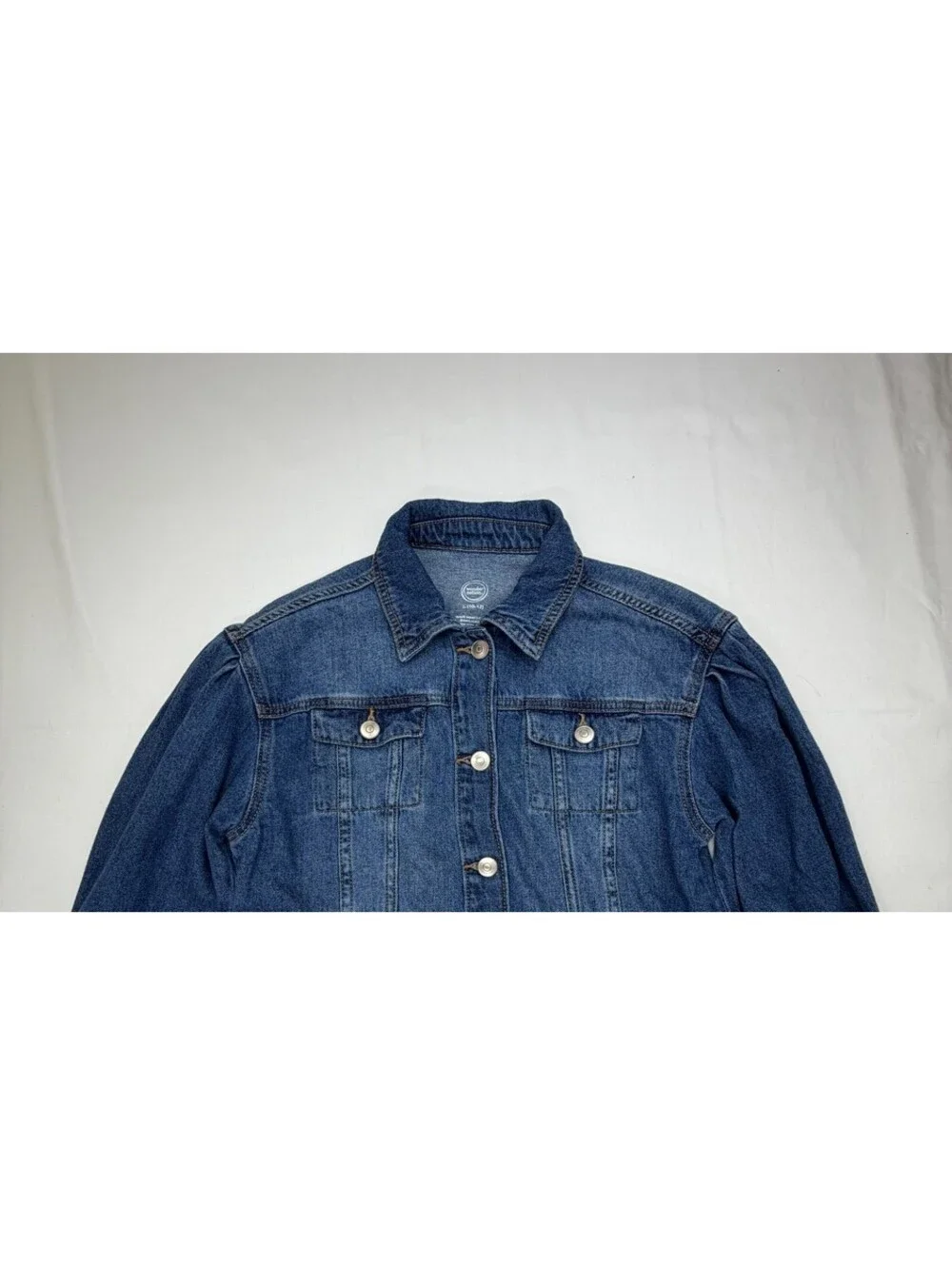 Wonder Nation Girl's Jacket Denim Pocket Collared Solid Button Size L Blue NWOT